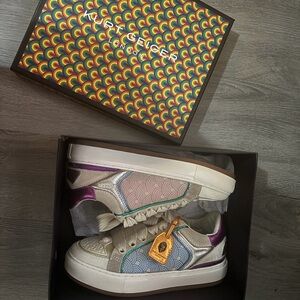 Kurt Geiger Gold and Purple Accent Sneakers